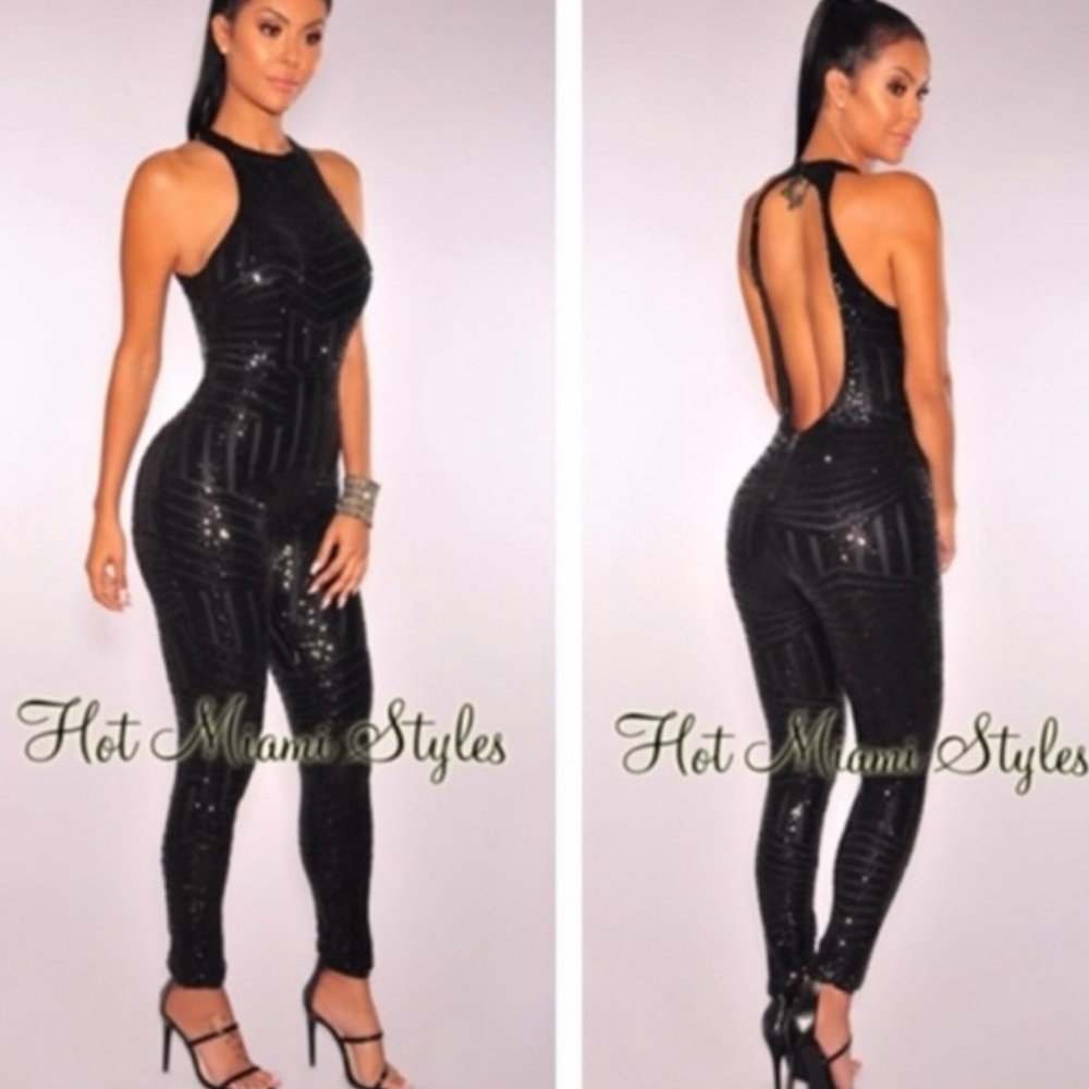 Sexy sequence jumpsuit. Perfect for holiday parties or NYE.